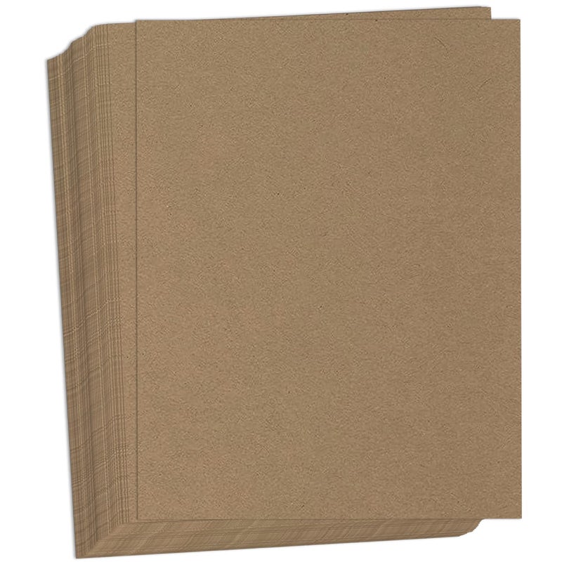 Hamilco Brown Colored Kraft Cardstock Paper - 8 1/2 x 11" Heavy Weight 80 lb Cover Card Stock - Scrapbook Craft Stationery Papers for Printer â€“ 50 Pack - Image 1